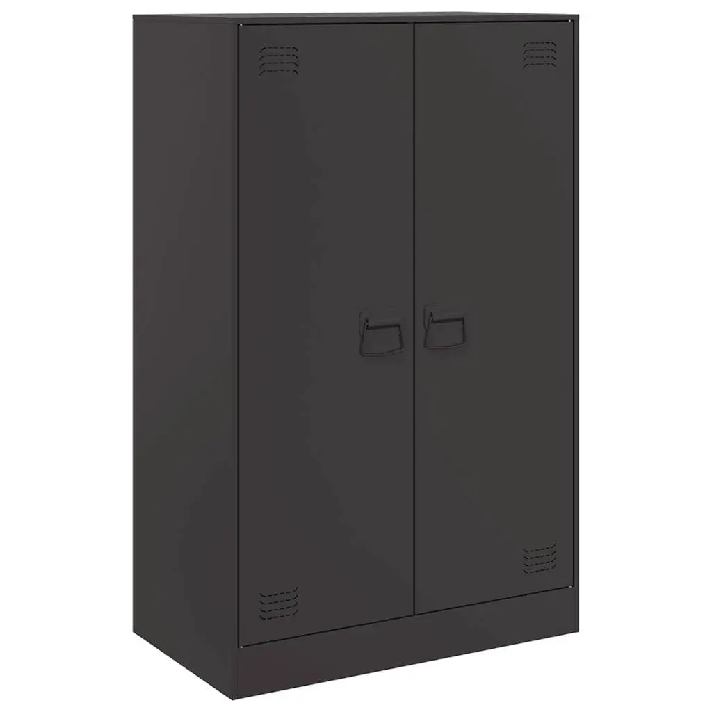 Black Sideboard Storage Cabinet with Steel Frame and Handles 67x39x107cm