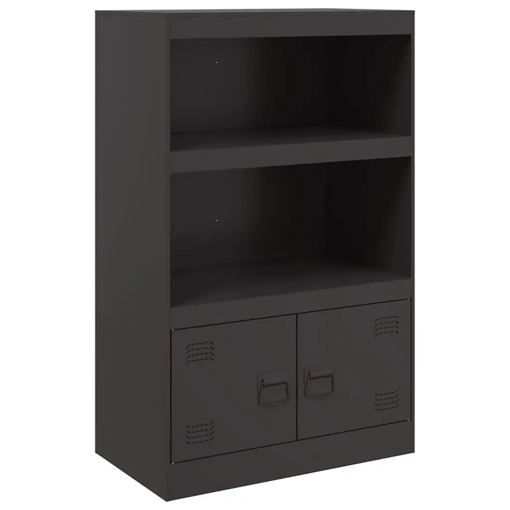 67x39x107 cm Black Sideboard with Cold-Rolled Steel Frame