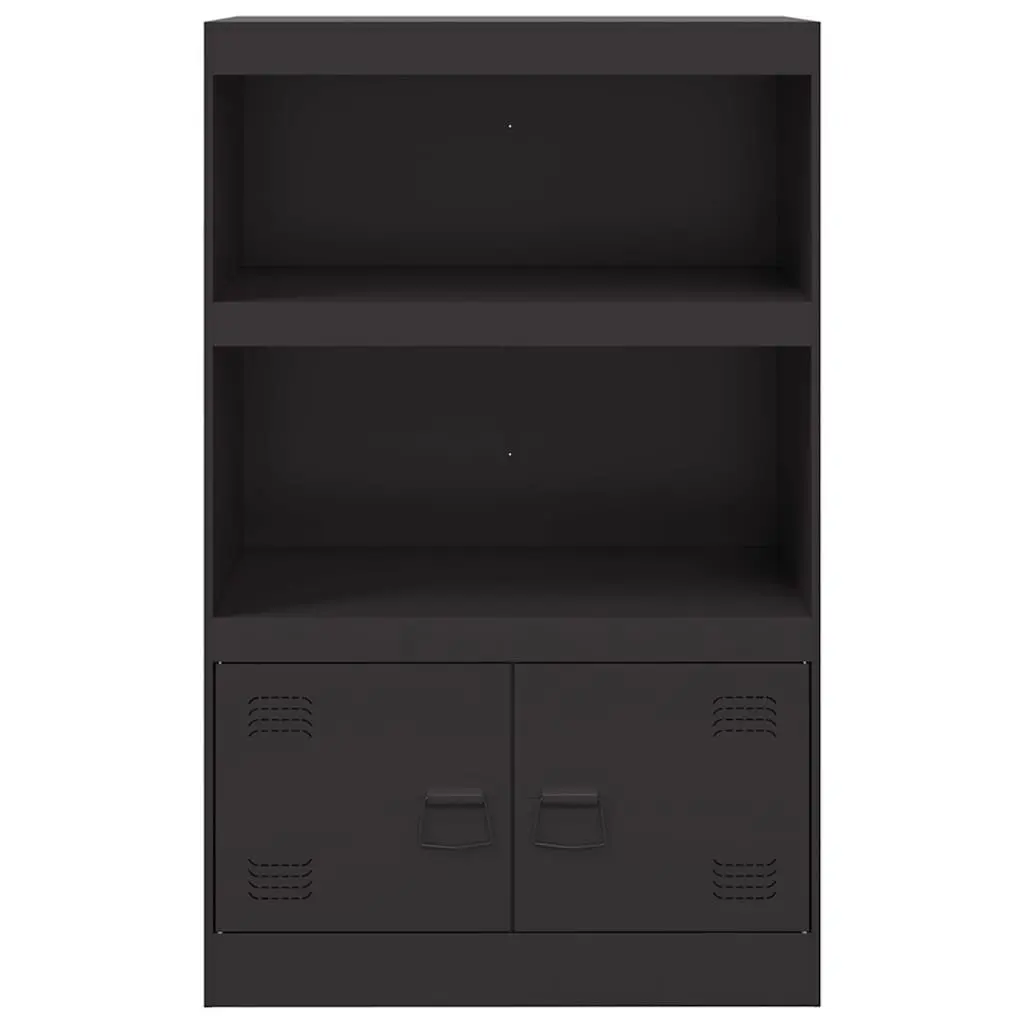 67x39x107 cm Black Sideboard with Cold-Rolled Steel Frame