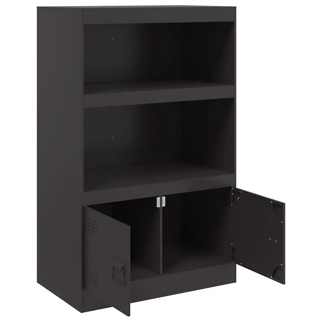 67x39x107 cm Black Sideboard with Cold-Rolled Steel Frame