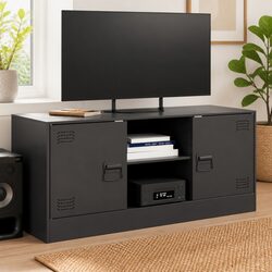 Black Steel Frame TV Cabinet, 99x39x44cm Dimensions