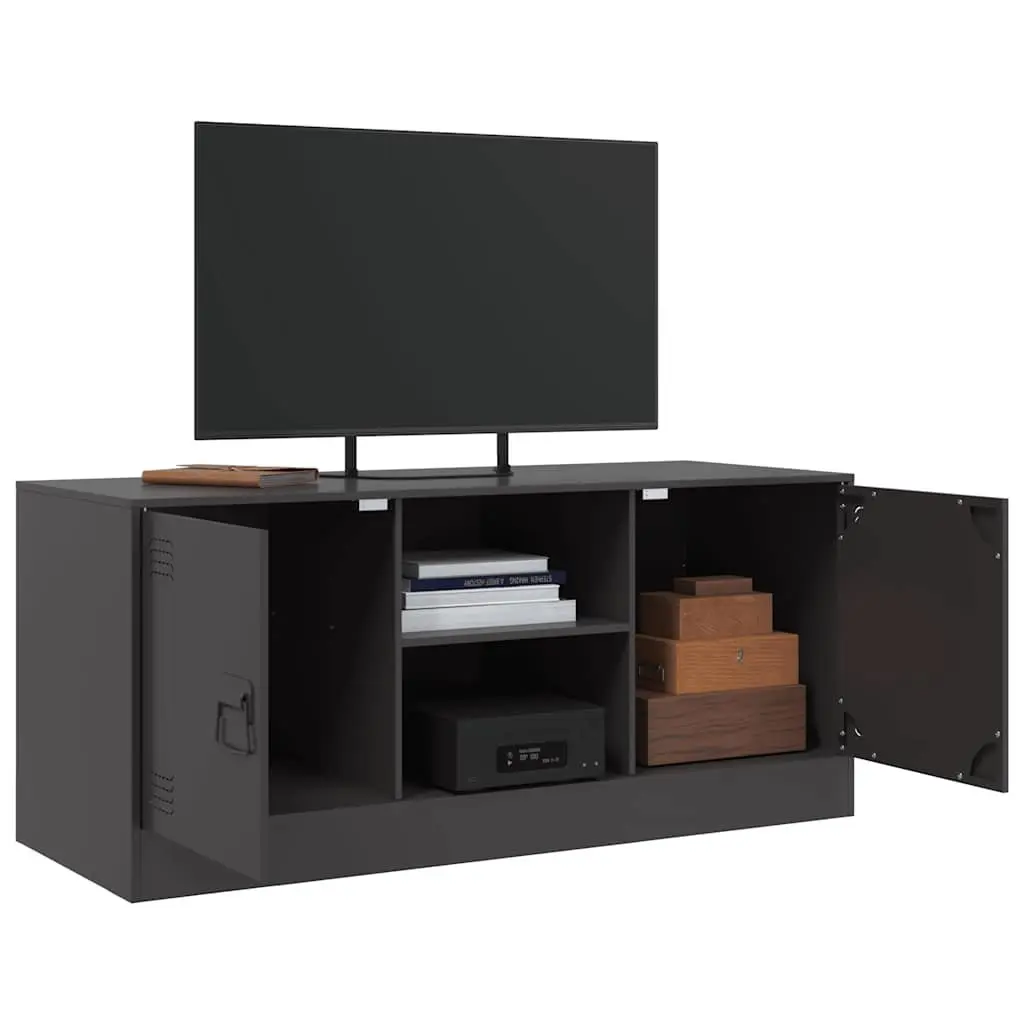 TV Cabinet Black 99x39x44cm Steel Frame Storage Unit Media Console