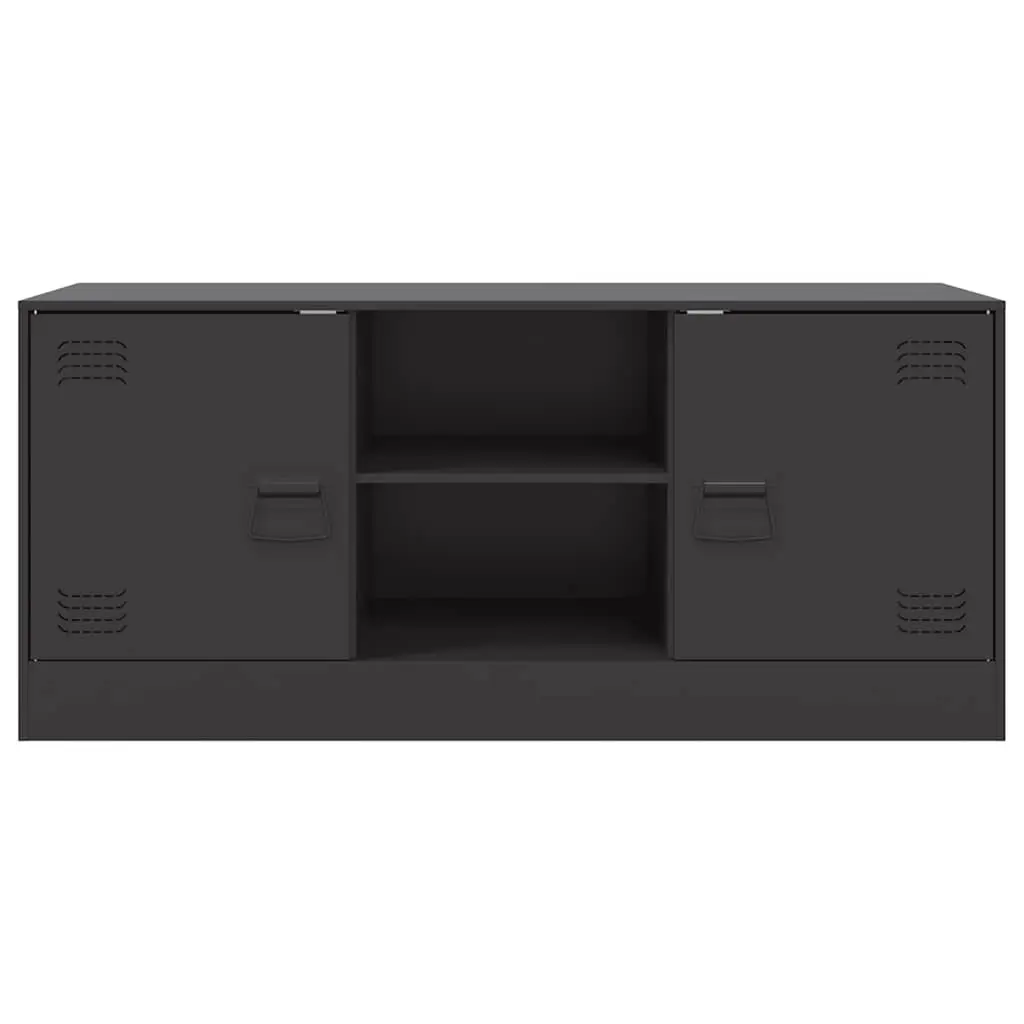 TV Cabinet Black 99x39x44cm Steel Frame Storage Unit Media Console