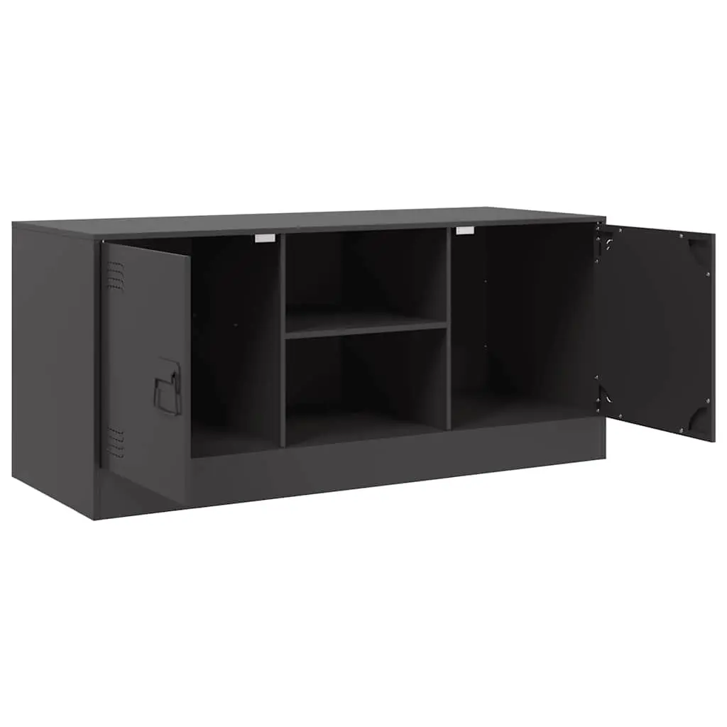 TV Cabinet Black 99x39x44cm Steel Frame Storage Unit Media Console