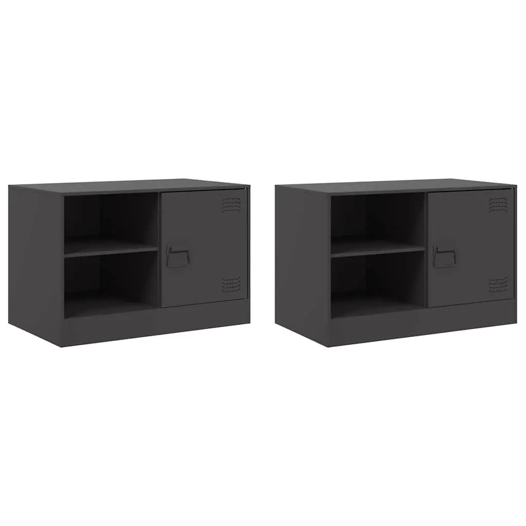 TV Cabinet Storage Unit 2 Pieces Black 67x39x44 cm