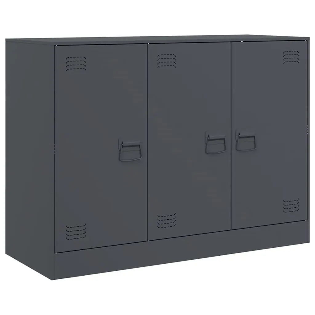 Sideboard Anthracite Storage Cabinet Steel Frame Living Room 99 x 39 x 73 cm