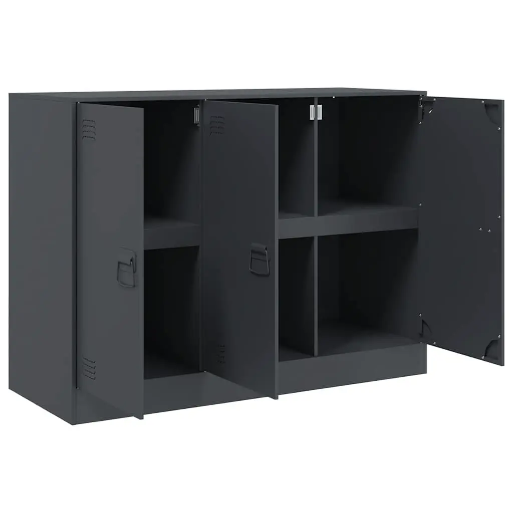 Sideboard Anthracite Storage Cabinet Steel Frame Living Room 99 x 39 x 73 cm
