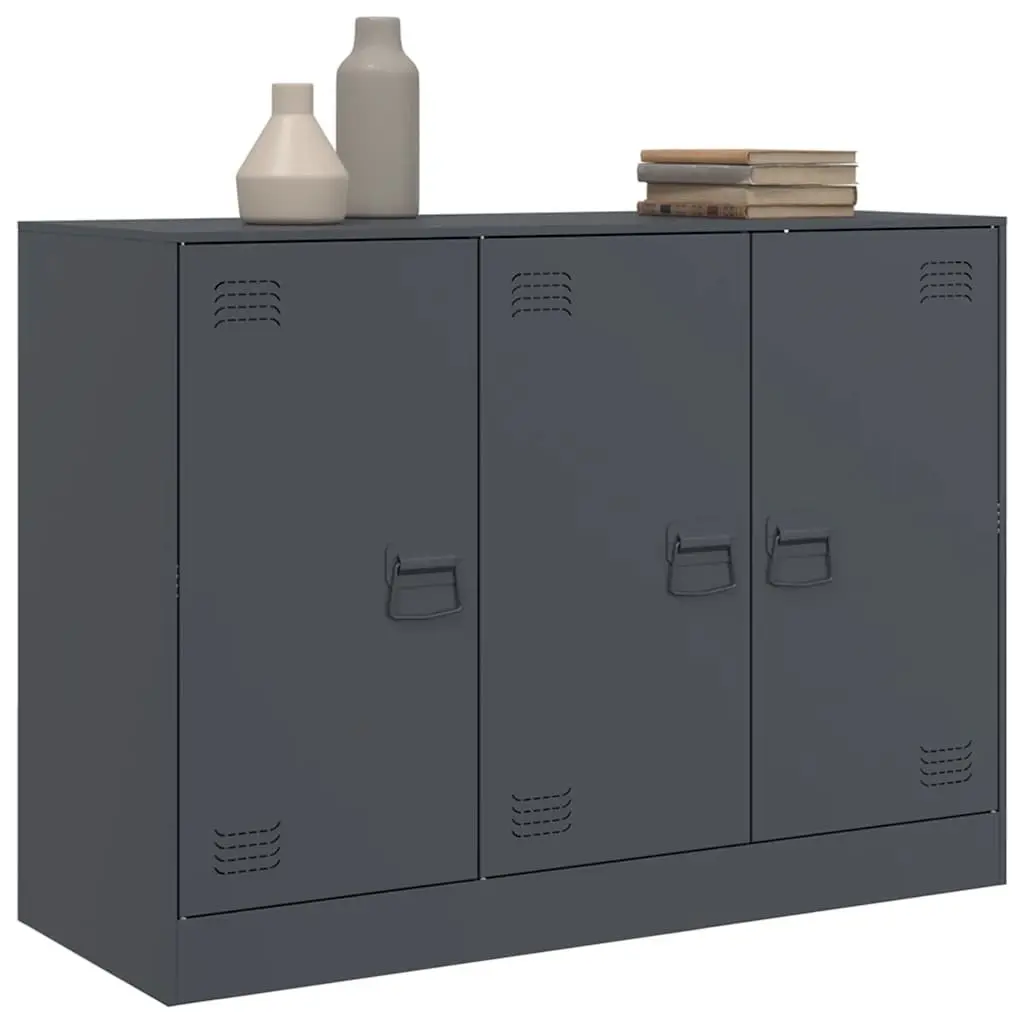 Sideboard Anthracite Storage Cabinet Steel Frame Living Room 99 x 39 x 73 cm