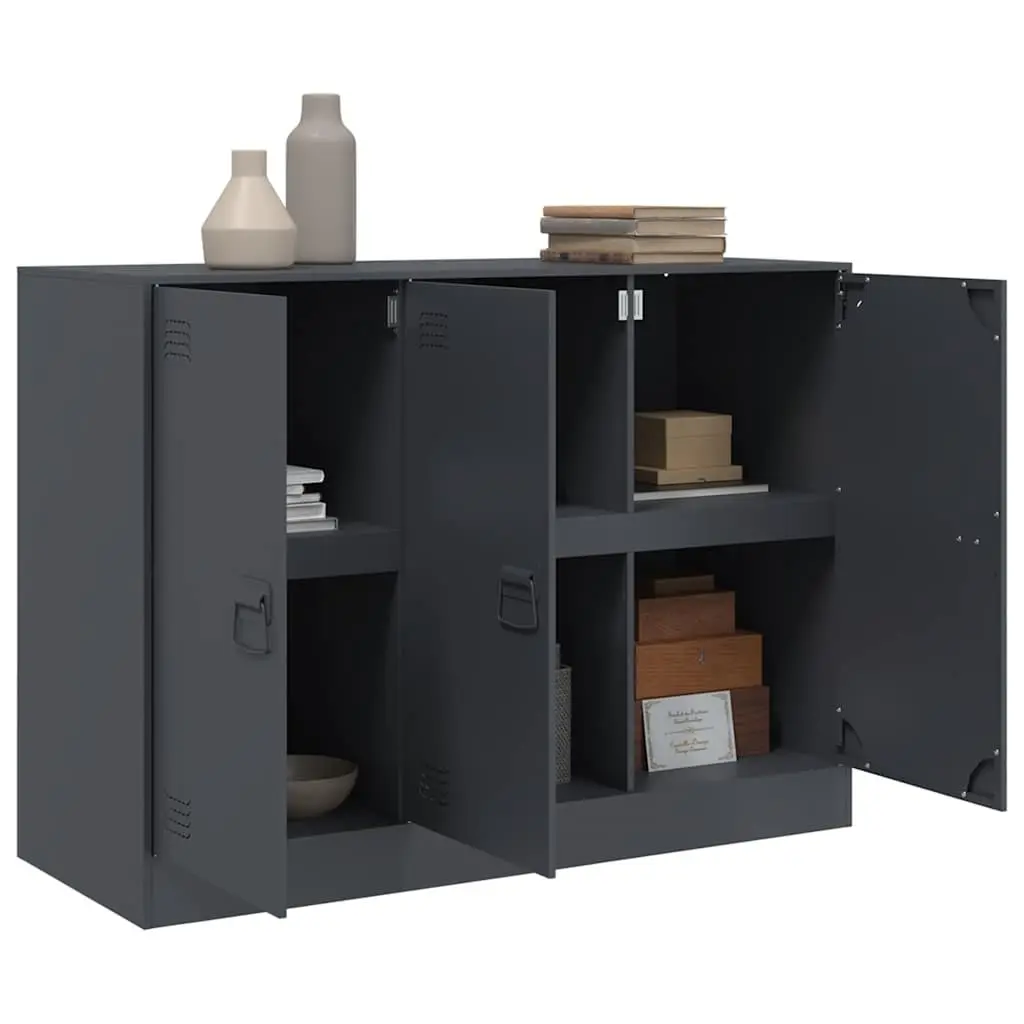 Sideboard Anthracite Storage Cabinet Steel Frame Living Room 99 x 39 x 73 cm