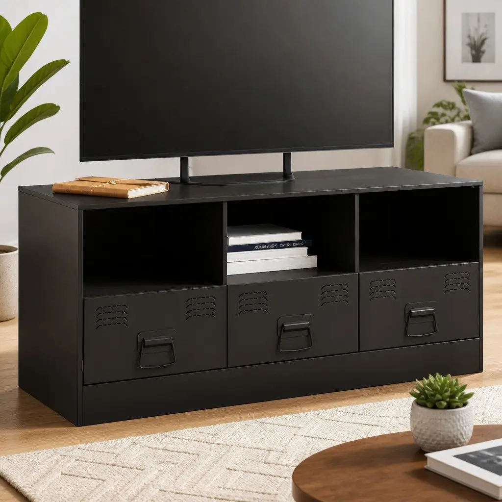 TV Cabinet Black Storage Unit for Living Room Bedroom 99x39x44 cm