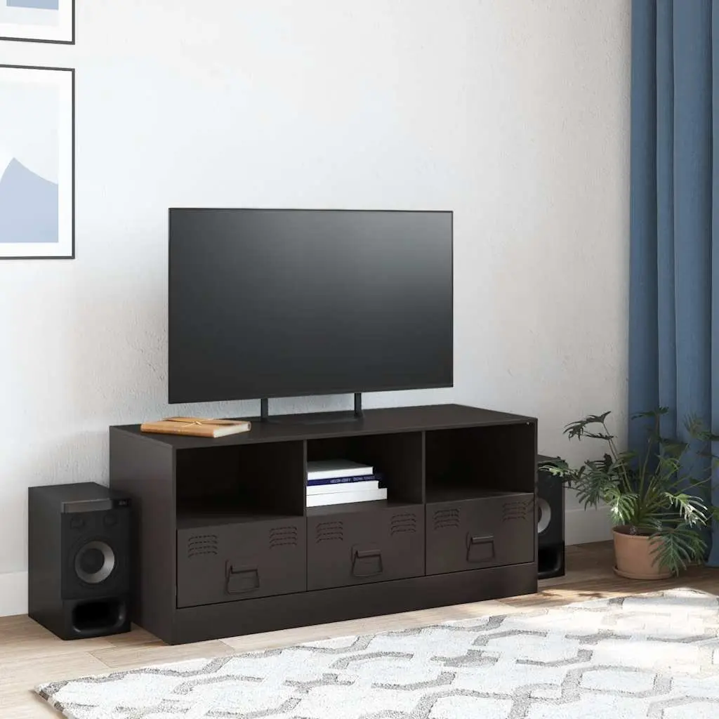 TV Cabinet Black Storage Unit for Living Room Bedroom 99x39x44 cm
