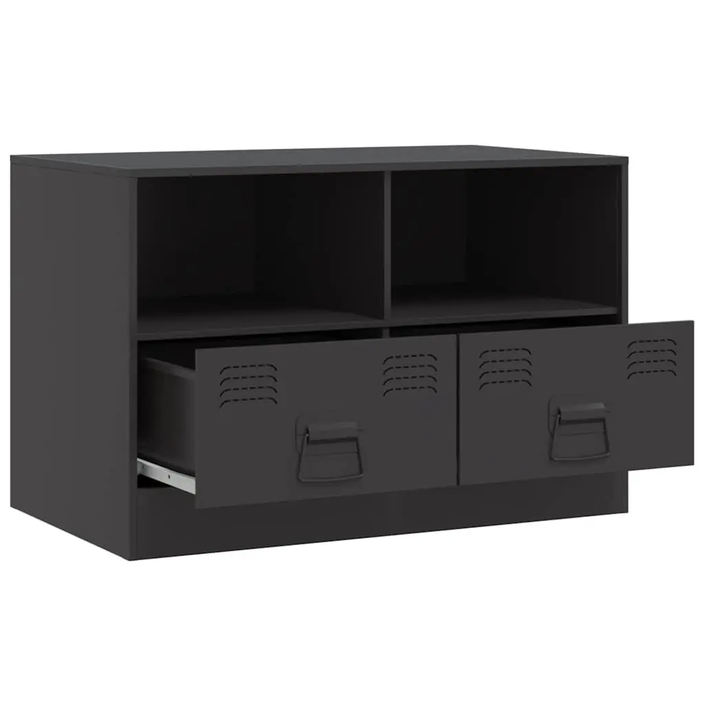 TV Cabinet 2 Pieces Black Storage Unit Furniture Organiser Shelves