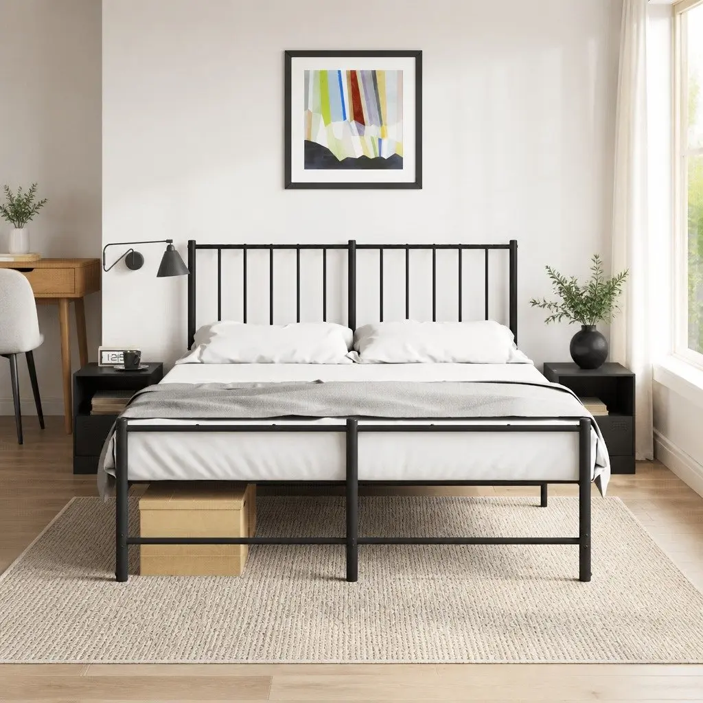 Bedside Cabinets 2 Piece Black Nightstand Storage Bedroom 34.5x39x44cm