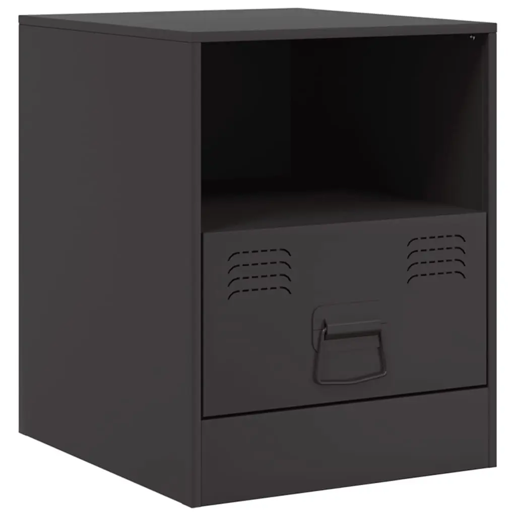 Bedside Cabinets 2 Piece Black Nightstand Storage Bedroom 34.5x39x44cm
