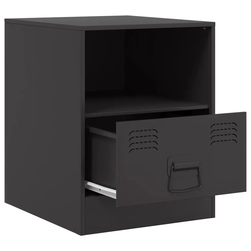 Bedside Cabinets 2 Piece Black Nightstand Storage Bedroom 34.5x39x44cm