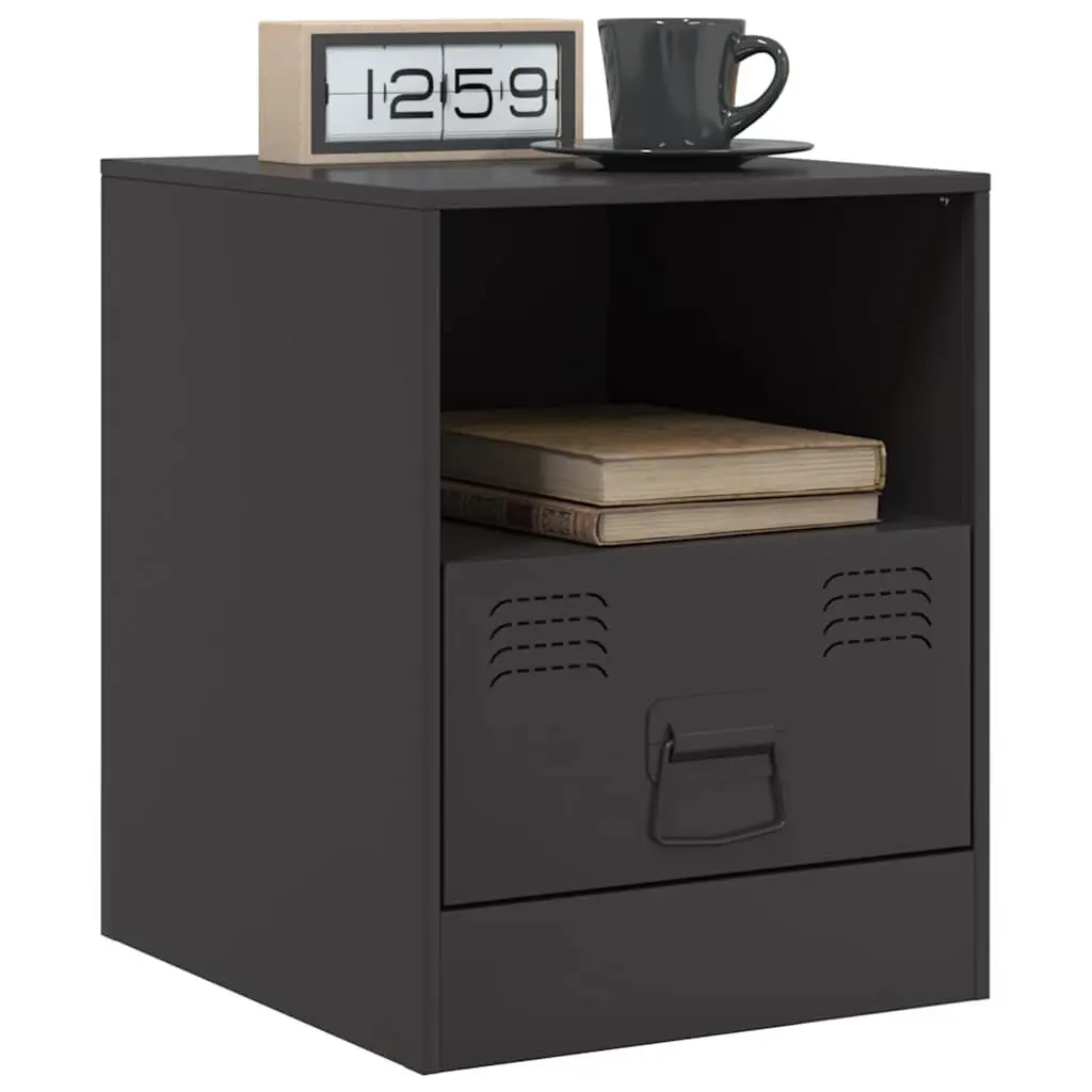 Bedside Cabinets 2 Piece Black Nightstand Storage Bedroom 34.5x39x44cm