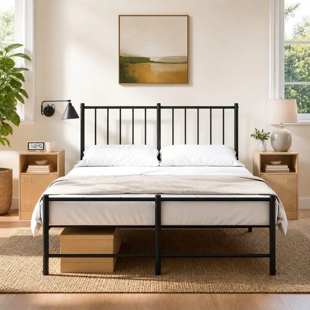 Bedside Cabinet 2 Piece Black Storage Nightstand Bedroom Furniture