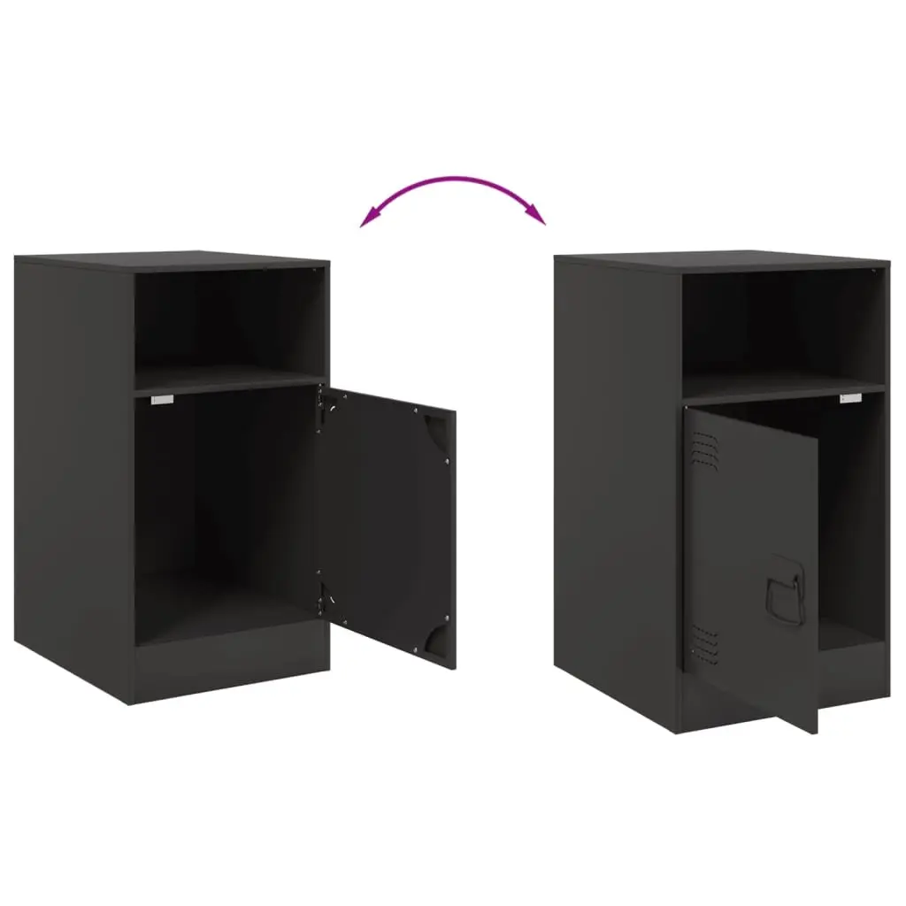 Bedside Cabinet 2 Piece Black Storage Nightstand Bedroom Furniture