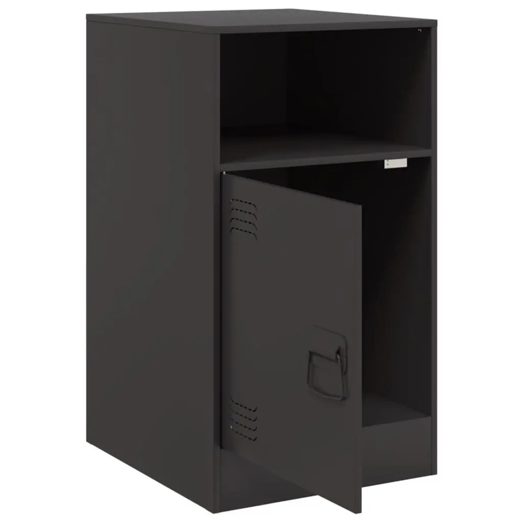 Bedside Cabinet 2 Piece Black Storage Nightstand Bedroom Furniture