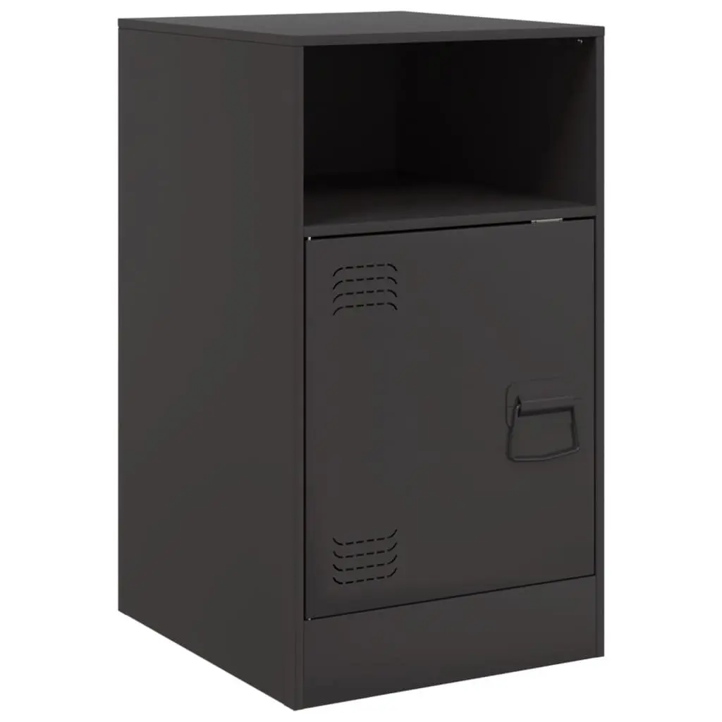 Bedside Cabinet 2 Piece Black Storage Nightstand Bedroom Furniture