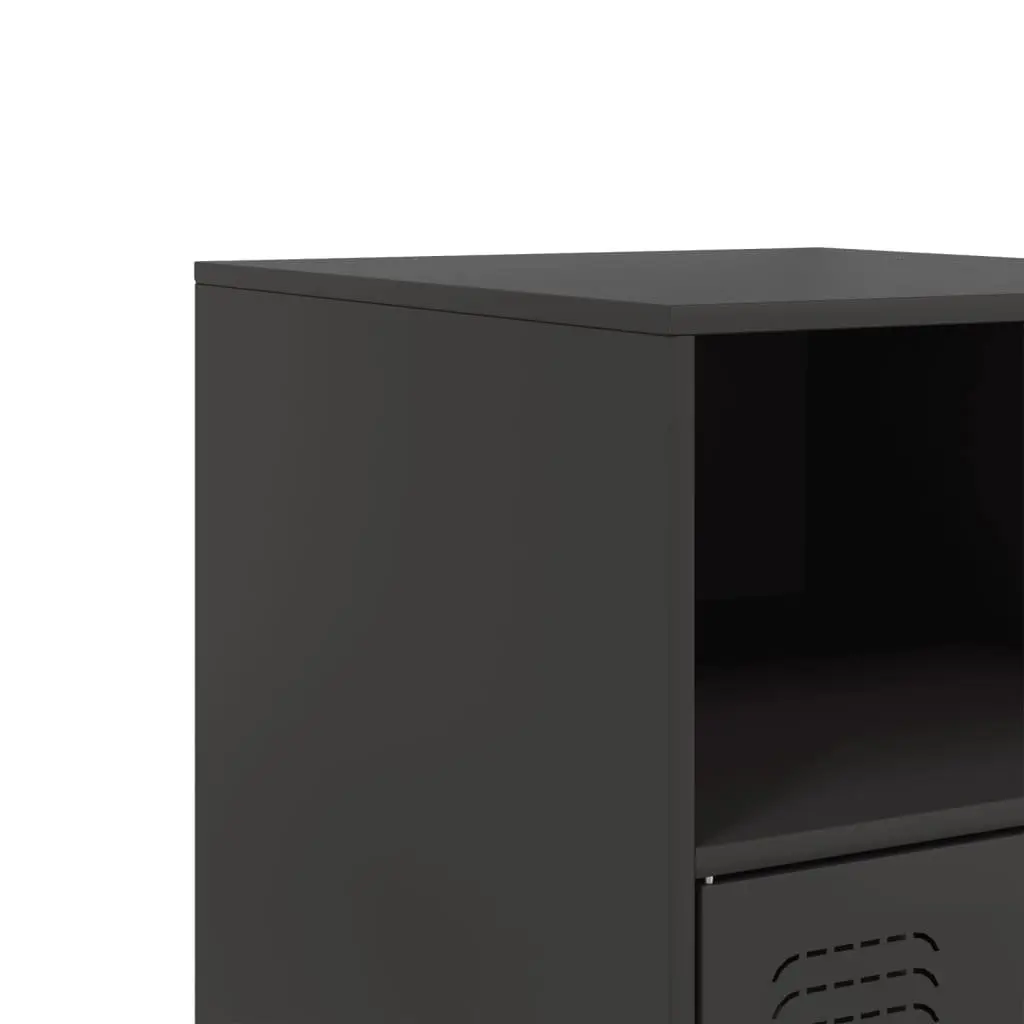 Bedside Cabinet 2 Piece Black Storage Nightstand Bedroom Furniture