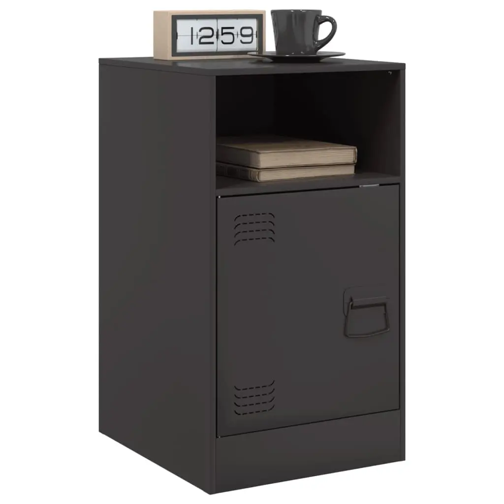 Bedside Cabinet 2 Piece Black Storage Nightstand Bedroom Furniture