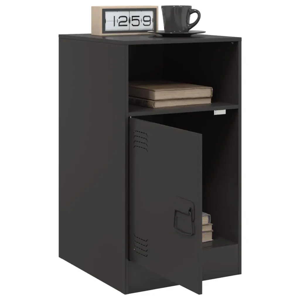 Bedside Cabinet 2 Piece Black Storage Nightstand Bedroom Furniture