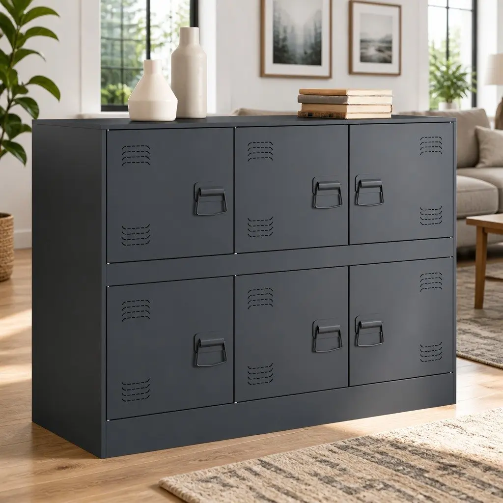 Sideboard Storage Cabinet for Home 99x39x73cm Steel Frame Anthracite
