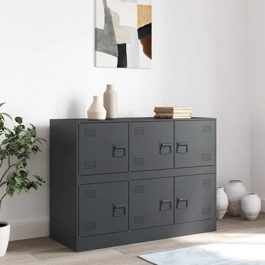 Sideboard Storage Cabinet for Home 99x39x73cm Steel Frame Anthracite