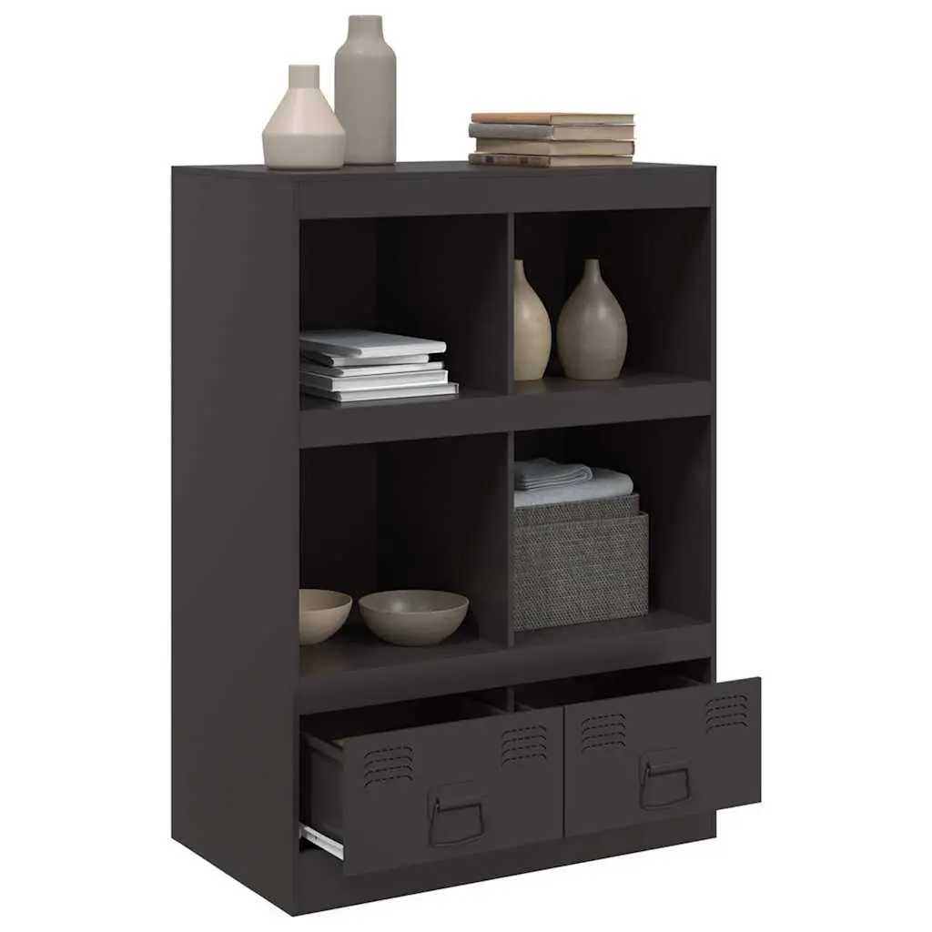 Black Highboard Sideboard Storage Cabinet 67x39x95 cm