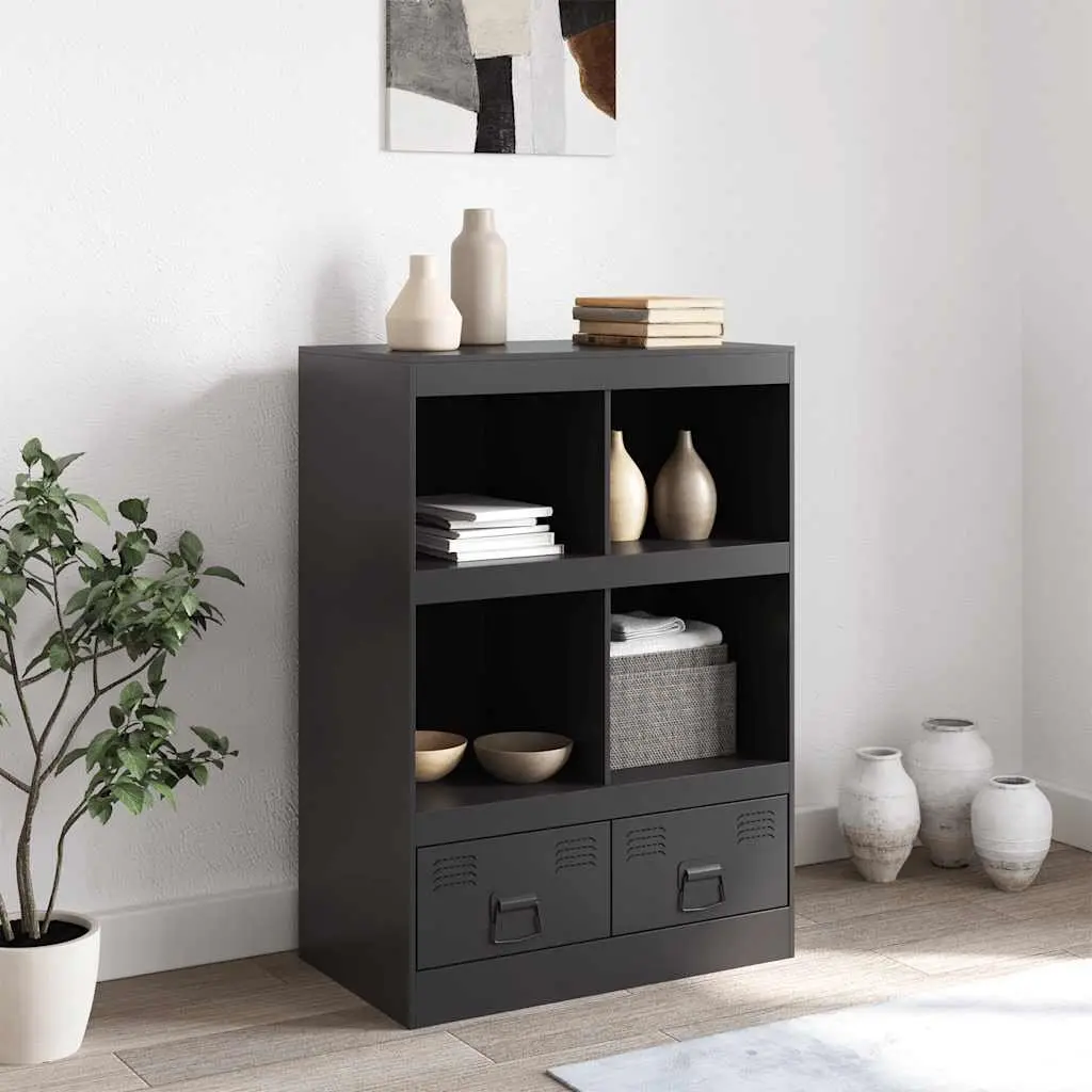 Black Highboard Sideboard Storage Cabinet 67x39x95 cm