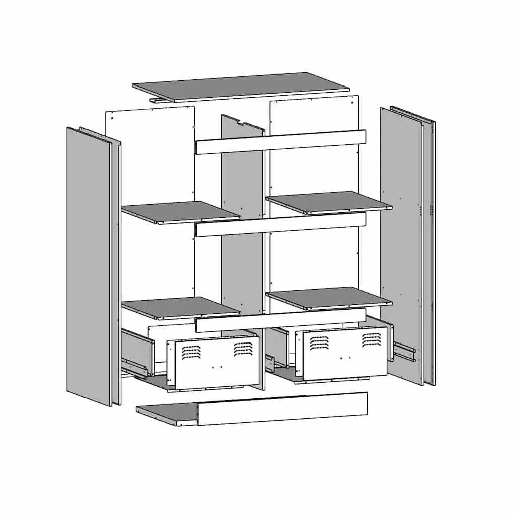 Black Highboard Sideboard Storage Cabinet 67x39x95 cm