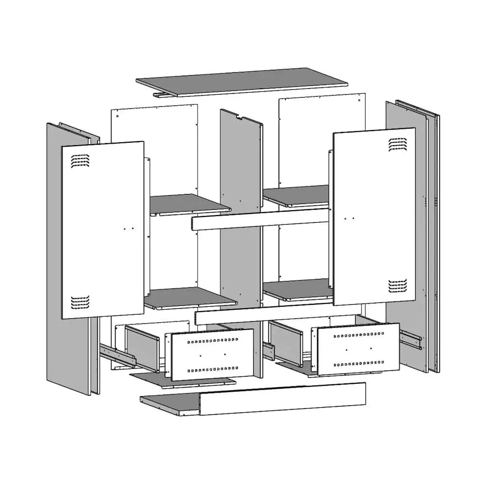 Highboard Storage Cabinet with Cold-Rolled Steel Frame