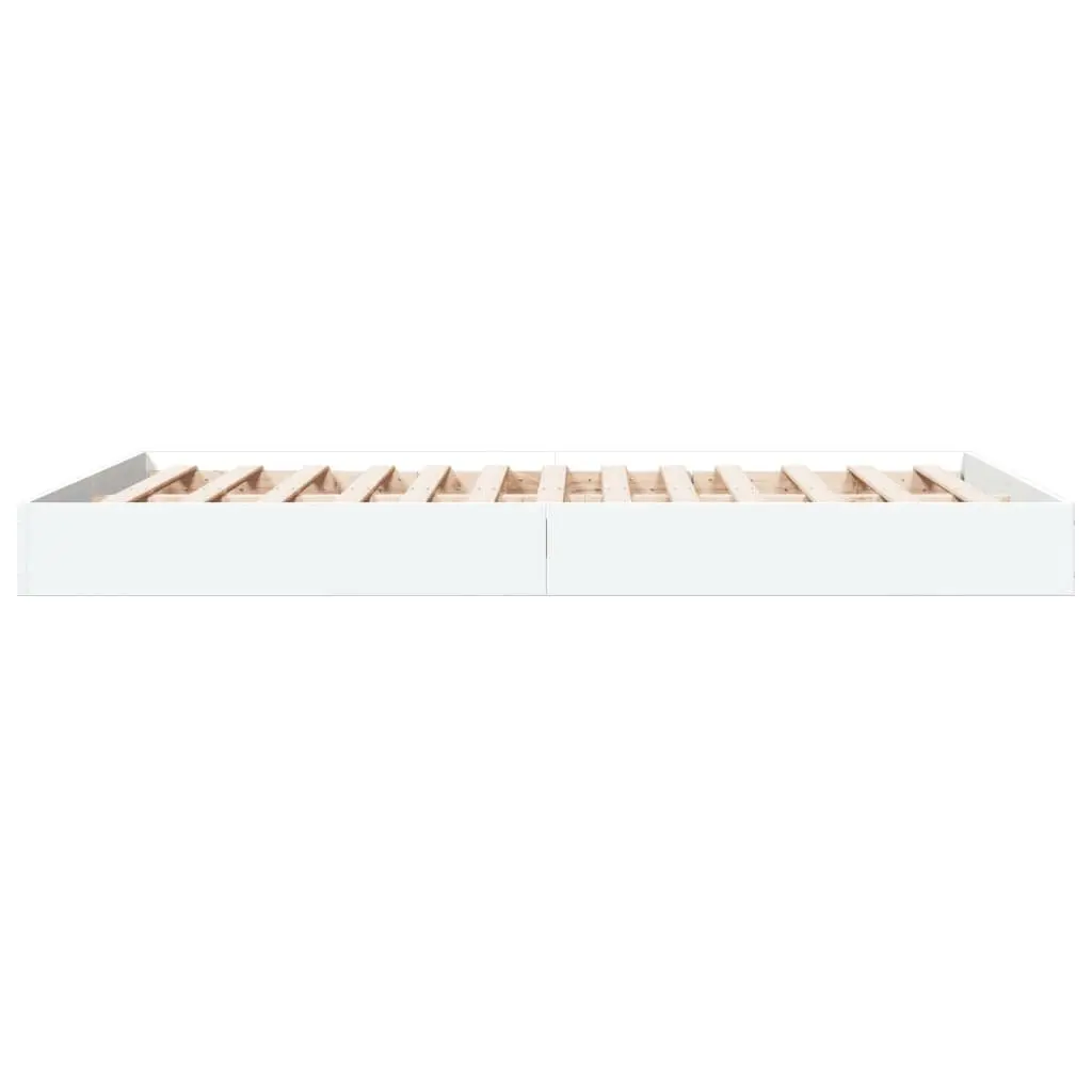 Bed Frame White 135x190 cm Modern Design Engineered Wood Bedroom Furniture