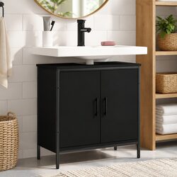 Engineered Wood Bathroom Vanity Sink Cabinet 60x30x60cm - Black