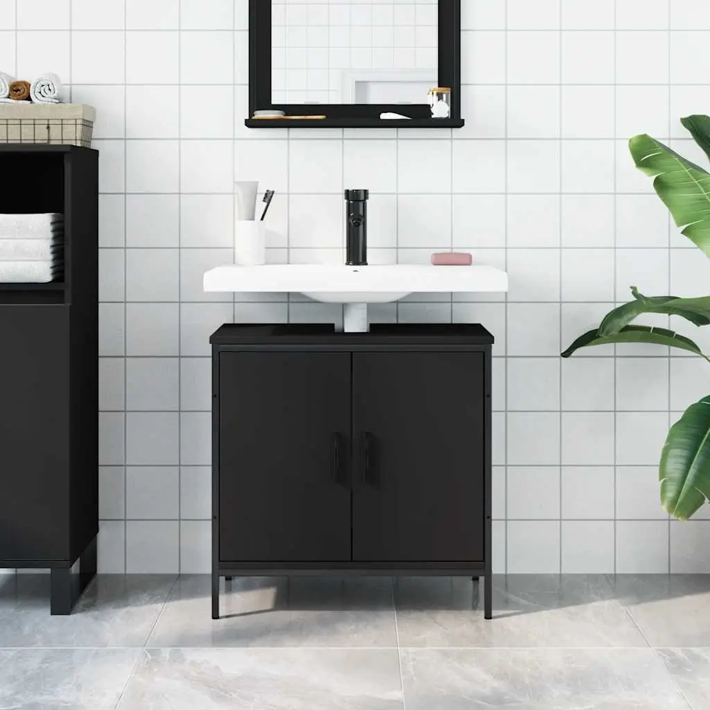 Bathroom Vanity Sink Cabinet Black 60x30x60cm