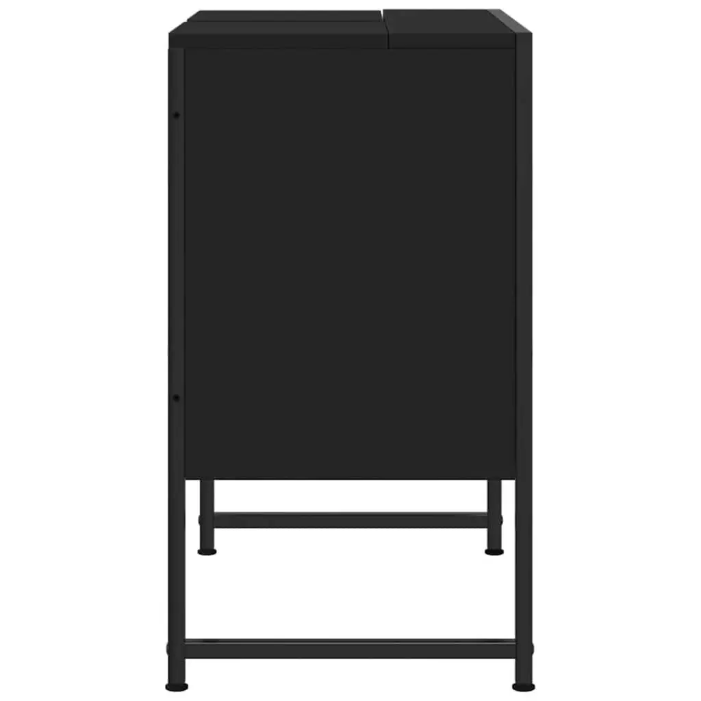 Bathroom Vanity Cabinet Black Under Sink Storage Engineered Wood Modern Design