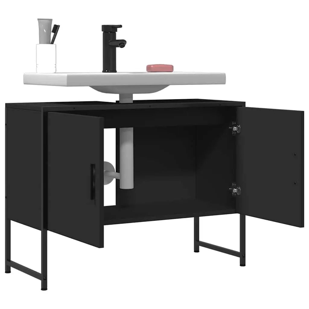 Black Bathroom Sink Cabinet 80x33x60 cm