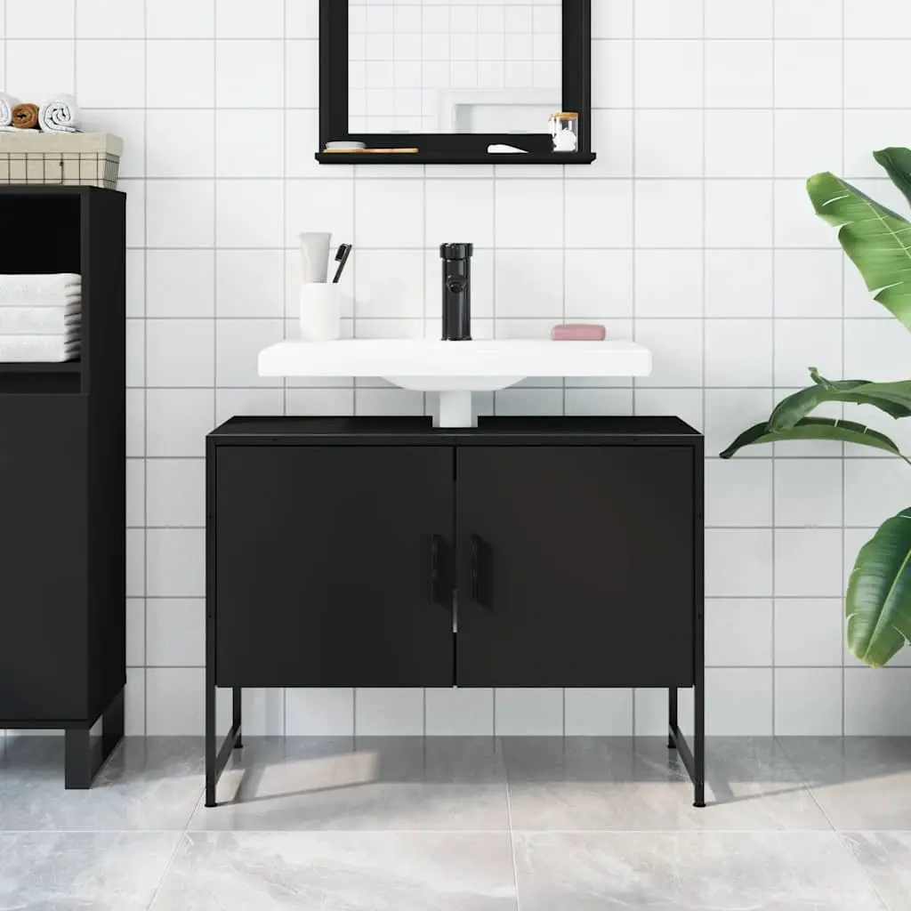 Black Bathroom Sink Cabinet 80x33x60 cm