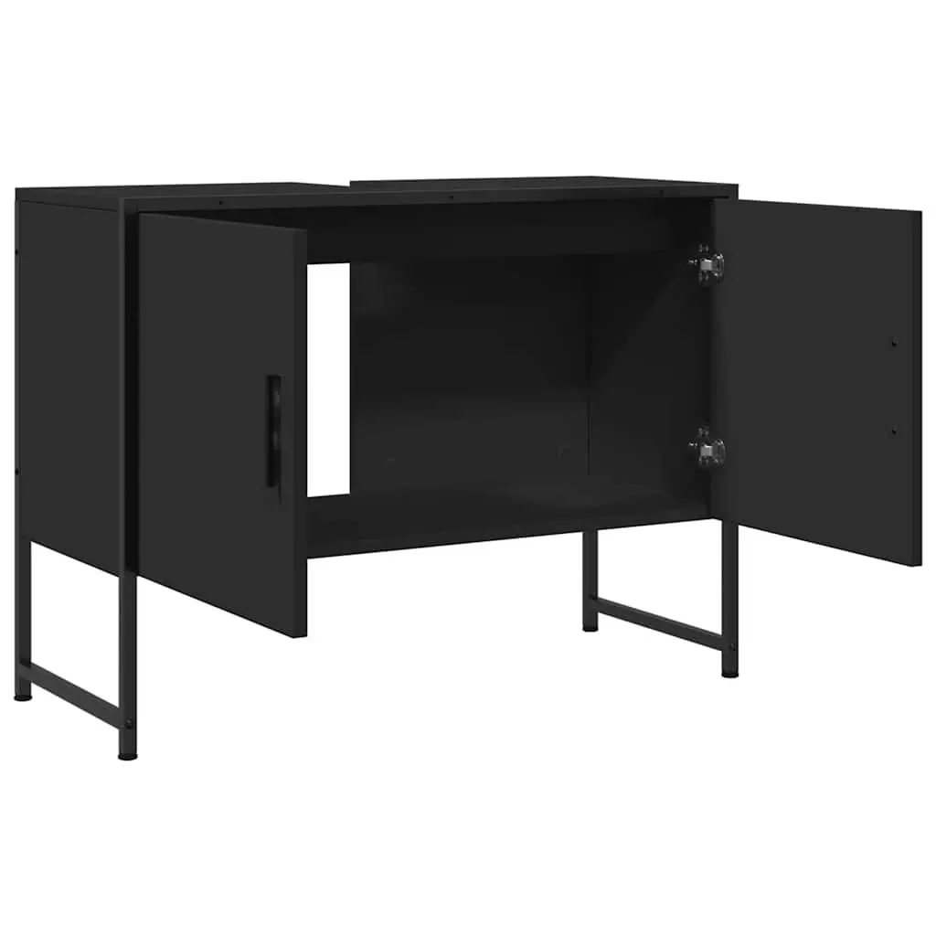 Black Bathroom Sink Cabinet 80x33x60 cm