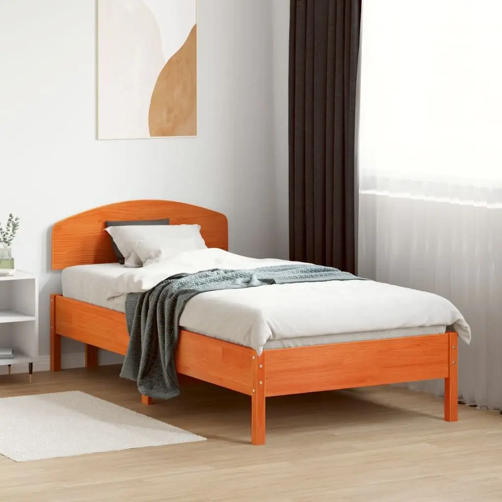 100 cm Solid Pine Wood Headboard with Brown Wax Finish