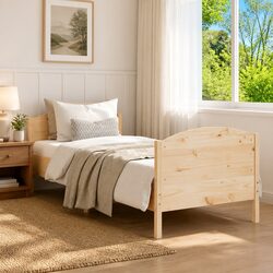 90x190 cm Bed Frame Made of Solid Pine with Plywood Slats