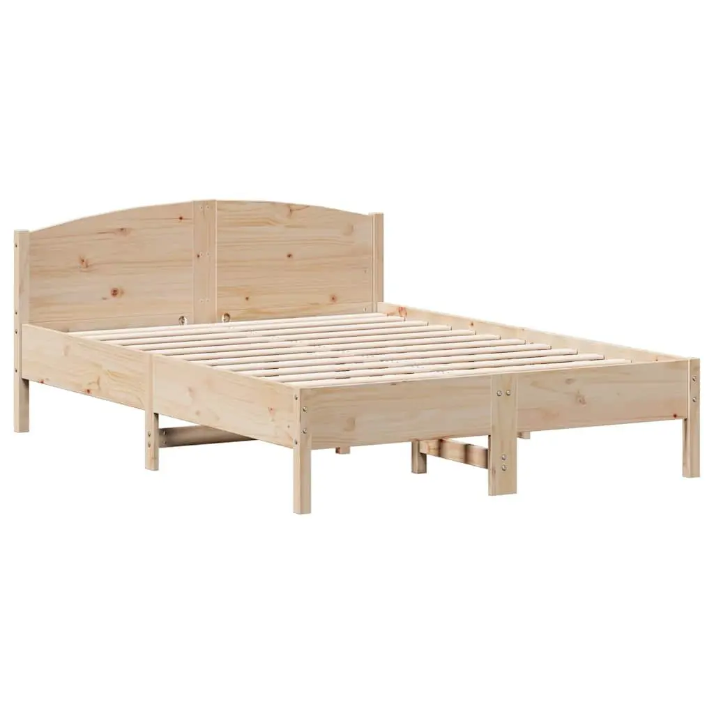 Bed Frame Bedroom 135x190 cm Solid Pine Wood Brown
