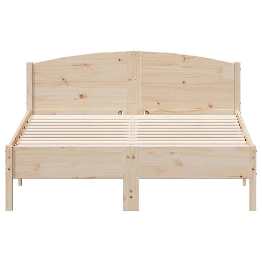 Bed Frame Bedroom 135x190 cm Solid Pine Wood Brown