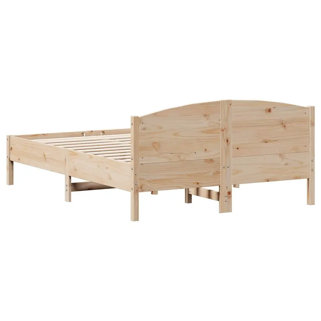 Bed Frame Bedroom 135x190 cm Solid Pine Wood Brown