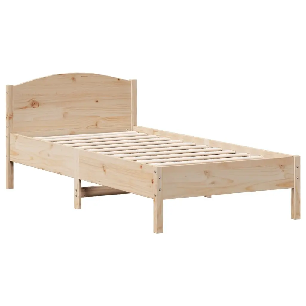 Bed Frame for Bedroom 90x190 cm Solid Pine Wood with Headboard Brown