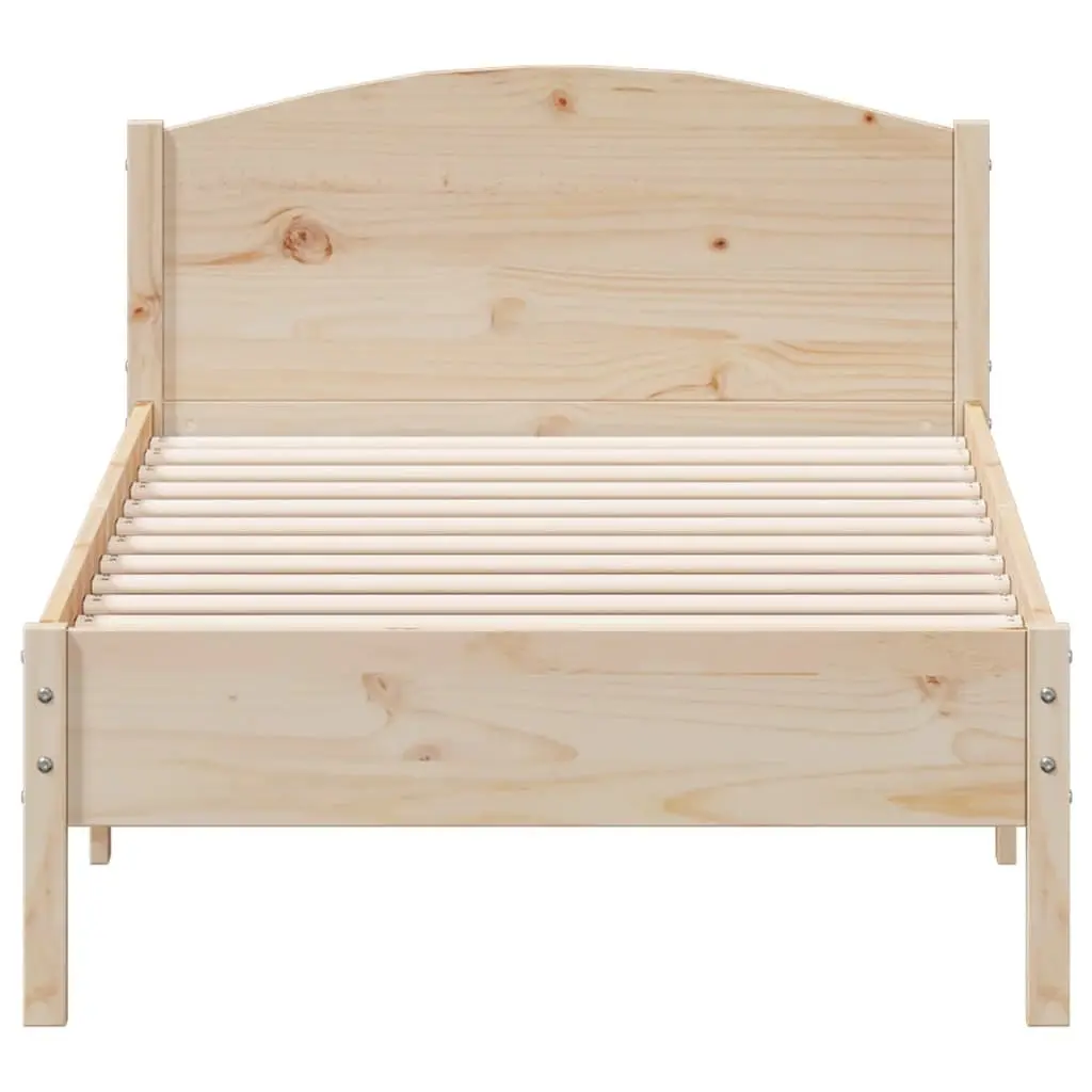 Bed Frame for Bedroom 90x190 cm Solid Pine Wood with Headboard Brown