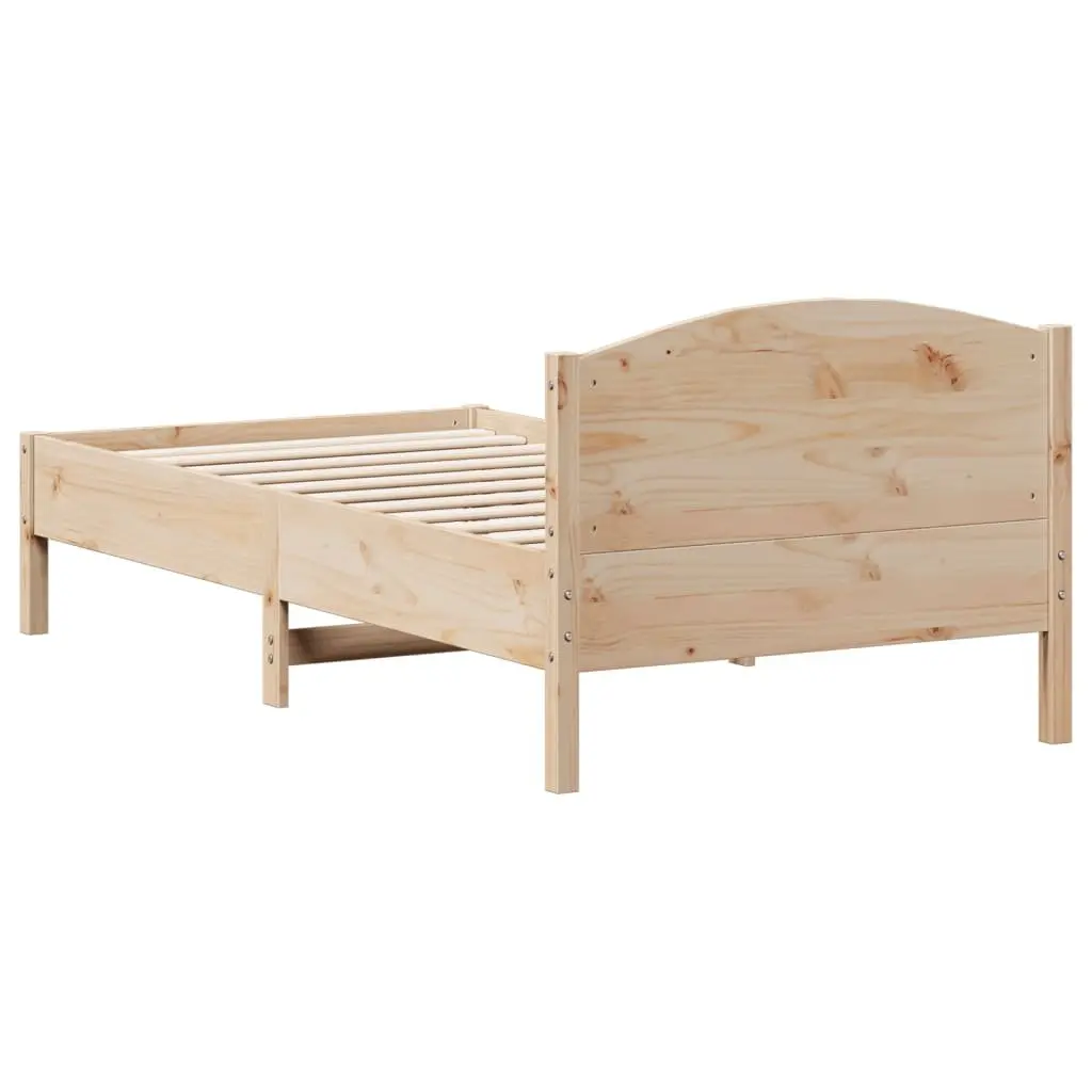 Bed Frame for Bedroom 90x190 cm Solid Pine Wood with Headboard Brown