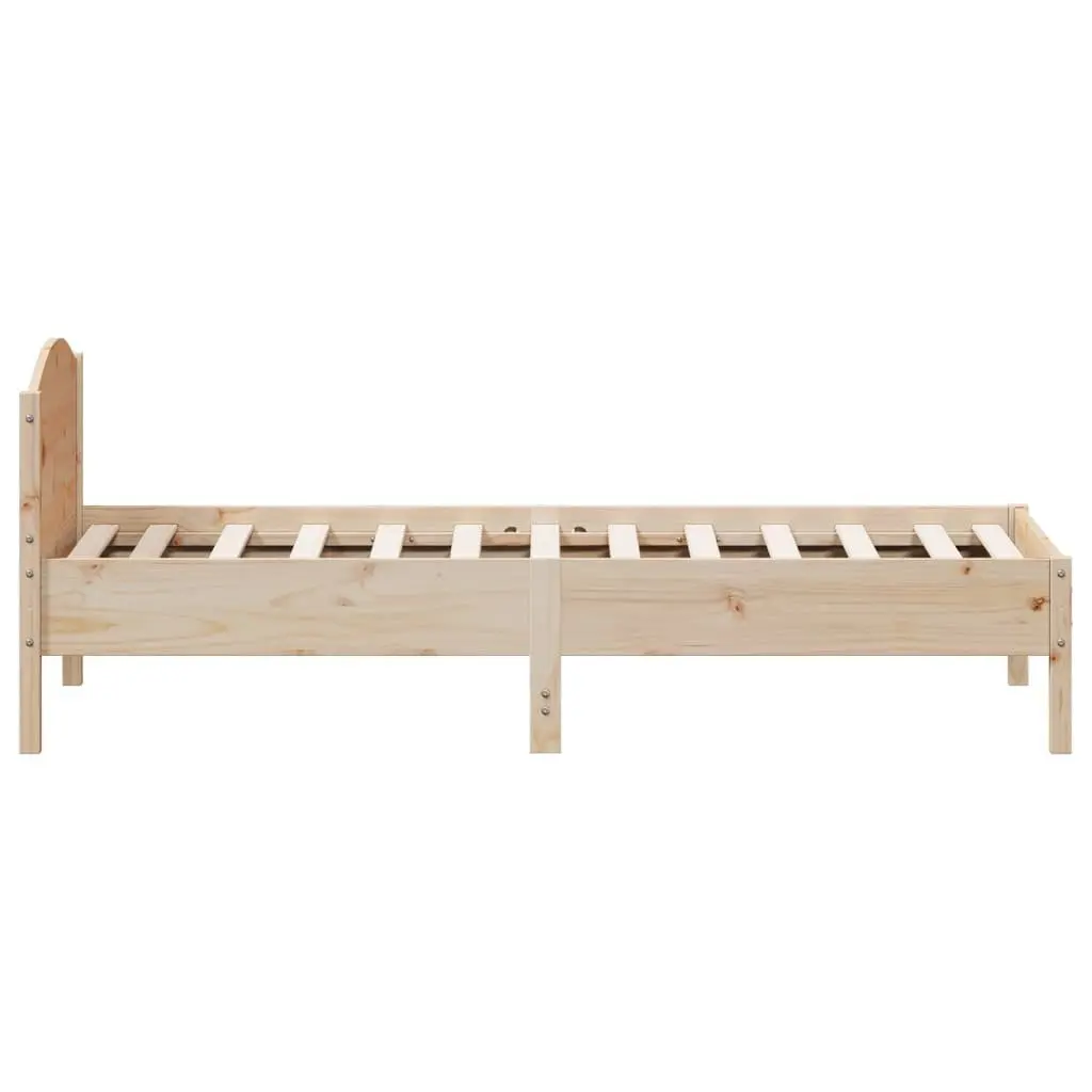 Bed Frame for Bedroom 90x190 cm Solid Pine Wood with Headboard Brown