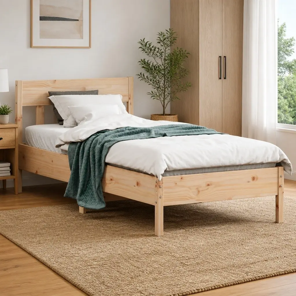 Bed Frame Bedroom 90x190 cm Solid Pine Wood Brown